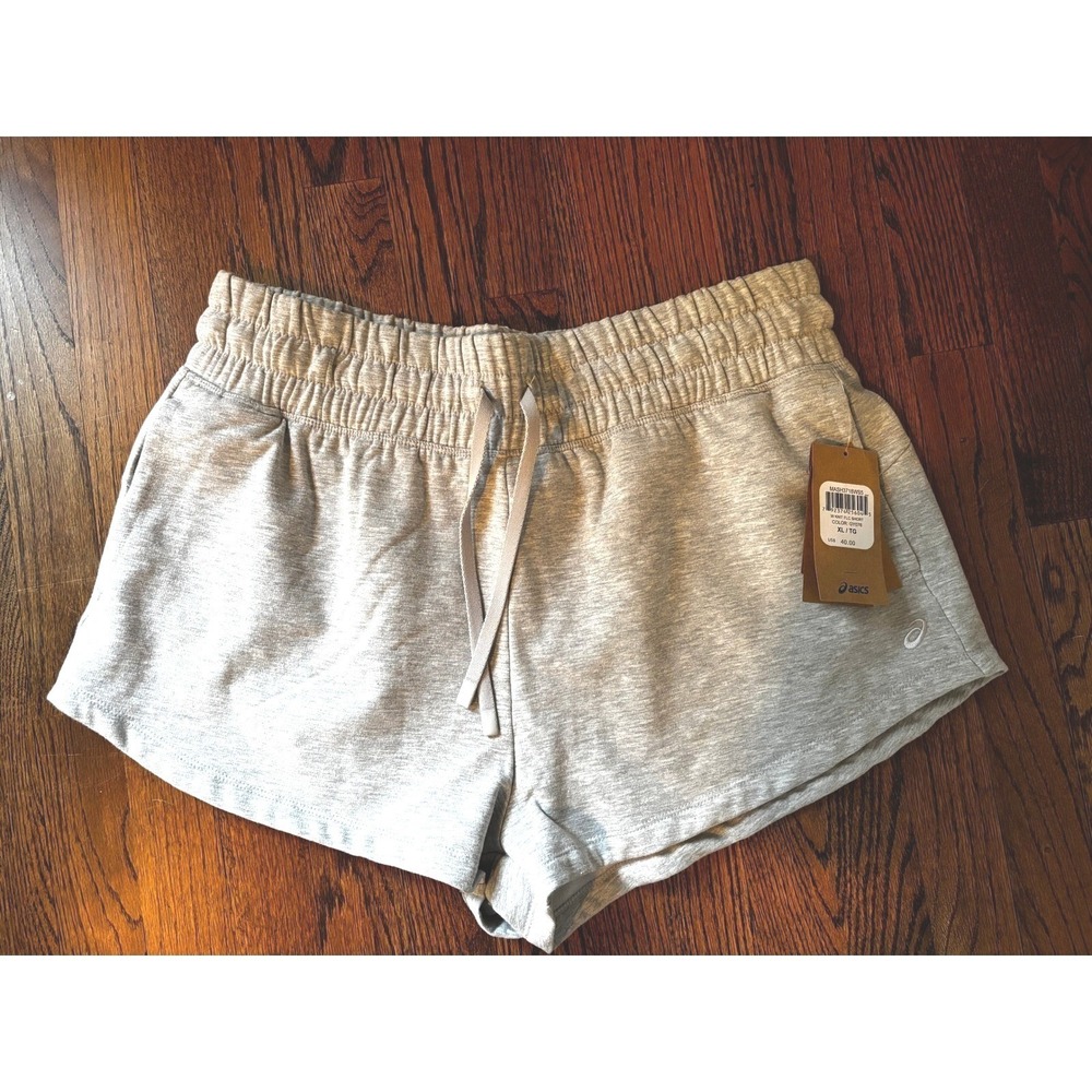 Asics‎ Womens Knit Fleece Shorts Heather Gray Athletic Loungewear XL NEW